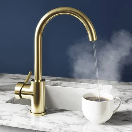 Bower 3-in-1 Instant Boiling Water Tap - Single Lever Brushed Brass with Boiler & Filter 2 Bower 3-in-1 Instant Boiling Water Tap - Single Lever Brushed Brass with Boiler & Filter - Image 2