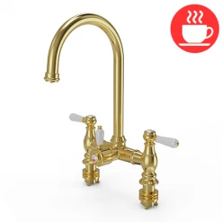 Bower 3-in-1 Instant Boiling Water Tap - Traditional Bridge Brushed Brass with Boiler & Filter